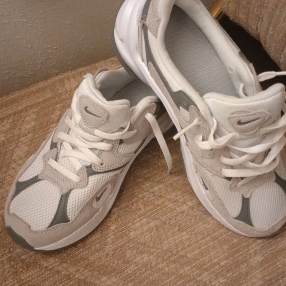 Nike White and Gray Women's Sneakers